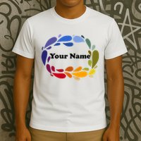 Colorful Rainbow Wreath Custom Name Plate T-Shirt