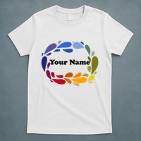 Colorful Rainbow Wreath Custom Name Plate T-Shirt