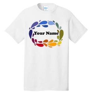 Colorful Rainbow Wreath Custom Name Plate Tall T-Shirt