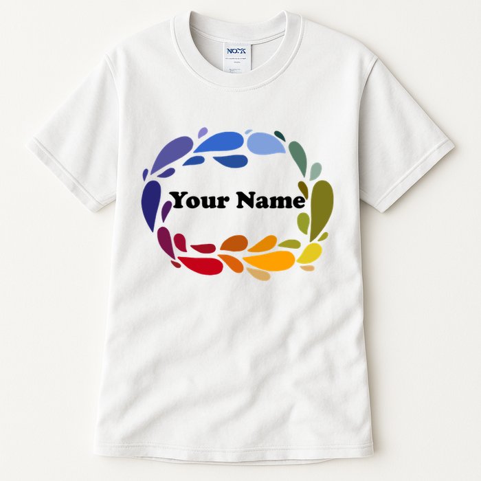 Colorful Rainbow Wreath Custom Name Plate Tall T-Shirt