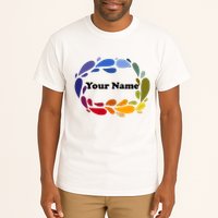 Colorful Rainbow Wreath Custom Name Plate Tall T-Shirt