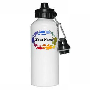 Colorful Rainbow Wreath Custom Name Plate Aluminum Water Bottle