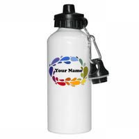 Colorful Rainbow Wreath Custom Name Plate Aluminum Water Bottle