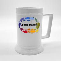 Colorful Rainbow Wreath Custom Name Plate Beer Stein