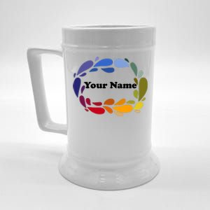 Colorful Rainbow Wreath Custom Name Plate Beer Stein