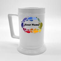 Colorful Rainbow Wreath Custom Name Plate Beer Stein