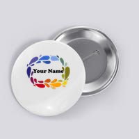 Colorful Rainbow Wreath Custom Name Plate Button
