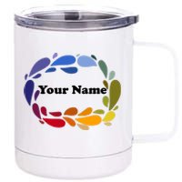 Colorful Rainbow Wreath Custom Name Plate 12 oz Stainless Steel Tumbler Cup