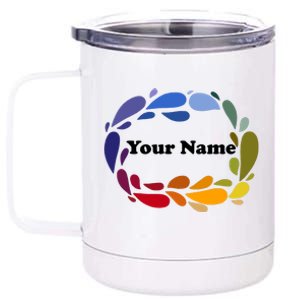 Colorful Rainbow Wreath Custom Name Plate 12 oz Stainless Steel Tumbler Cup