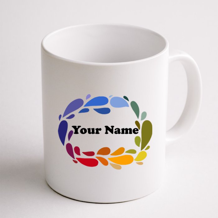 Colorful Rainbow Wreath Custom Name Plate Coffee Mug