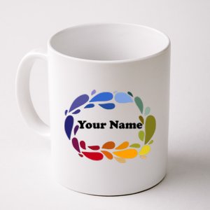 Colorful Rainbow Wreath Custom Name Plate Coffee Mug