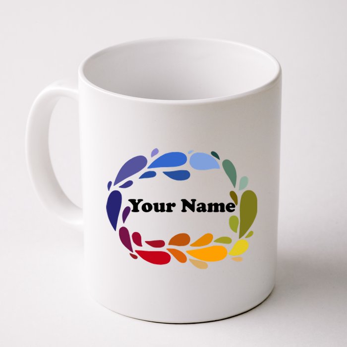 Colorful Rainbow Wreath Custom Name Plate Coffee Mug