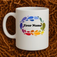 Colorful Rainbow Wreath Custom Name Plate Mug