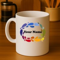 Colorful Rainbow Wreath Custom Name Plate Mug