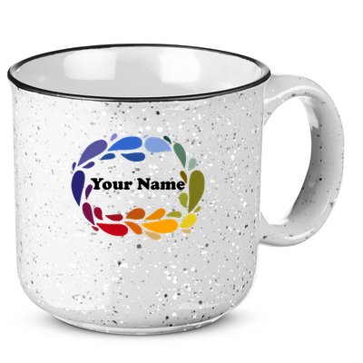 Colorful Rainbow Wreath Custom Name Plate 15oz Campfire Ceramic Mug