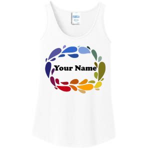 Colorful Rainbow Wreath Custom Name Plate Ladies Essential Tank