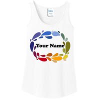 Colorful Rainbow Wreath Custom Name Plate Ladies Essential Tank