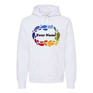 Colorful Rainbow Wreath Custom Name Plate Premium Hoodie