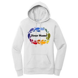 Colorful Rainbow Wreath Custom Name Plate Women's Pullover Hoodie