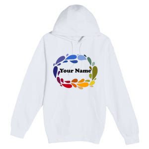 Colorful Rainbow Wreath Custom Name Plate Premium Pullover Hoodie