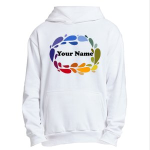 Colorful Rainbow Wreath Custom Name Plate Urban Pullover Hoodie