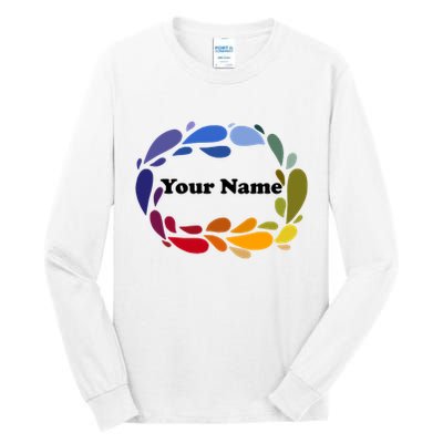 Colorful Rainbow Wreath Custom Name Plate Tall Long Sleeve T-Shirt