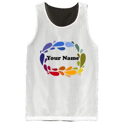 Colorful Rainbow Wreath Custom Name Plate Mesh Reversible Basketball Jersey Tank
