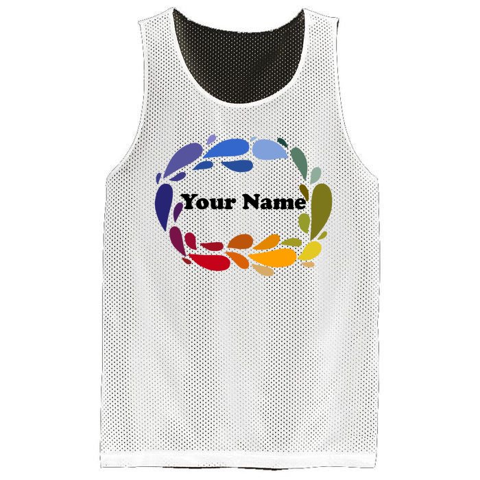 Colorful Rainbow Wreath Custom Name Plate Mesh Reversible Basketball Jersey Tank