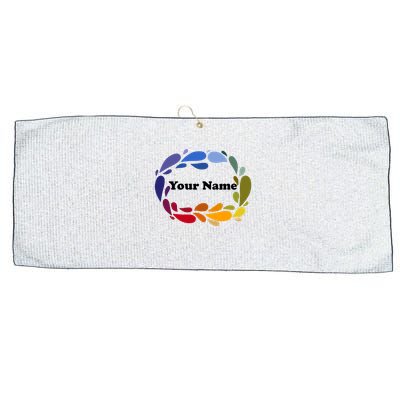Colorful Rainbow Wreath Custom Name Plate Large Microfiber Waffle Golf Towel