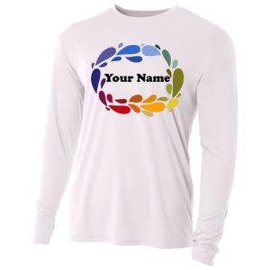 Colorful Rainbow Wreath Custom Name Plate Cooling Performance Long Sleeve Crew