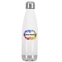 Colorful Rainbow Wreath Custom Name Plate Stainless Steel Insulated Water Bottle