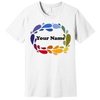 Colorful Rainbow Wreath Custom Name Plate Premium T-Shirt