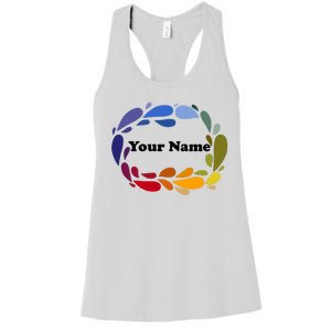 Colorful Rainbow Wreath Custom Name Plate Women's Racerback Tank