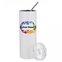 Colorful Rainbow Wreath Custom Name Plate Stainless Steel Tumbler