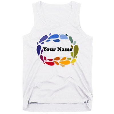 Colorful Rainbow Wreath Custom Name Plate Tank Top