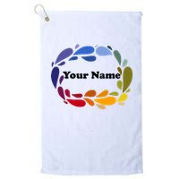 Colorful Rainbow Wreath Custom Name Plate Golf Towel