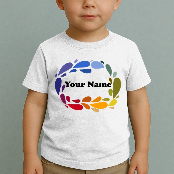 Colorful Rainbow Wreath Custom Name Plate Toddler T-Shirt