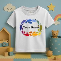 Colorful Rainbow Wreath Custom Name Plate Toddler T-Shirt