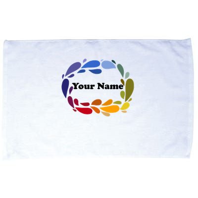 Colorful Rainbow Wreath Custom Name Plate Microfiber Hand Towel
