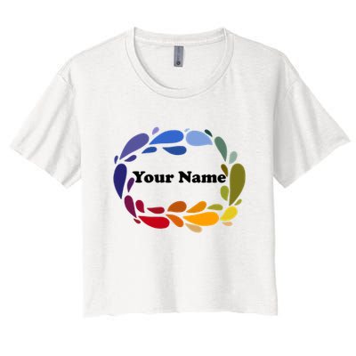 Colorful Rainbow Wreath Custom Name Plate Crop Top