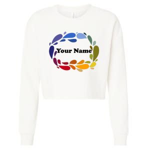 Colorful Rainbow Wreath Custom Name Plate Cropped Pullover Crew