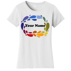 Colorful Rainbow Wreath Custom Name Plate Women's T-Shirt