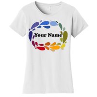 Colorful Rainbow Wreath Custom Name Plate Women's T-Shirt