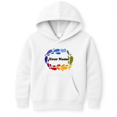 Colorful Rainbow Wreath Custom Name Plate Kids Hoodie