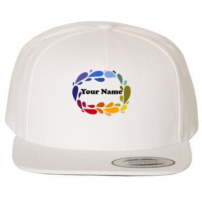 Colorful Rainbow Wreath Custom Name Plate Wool Snapback Cap