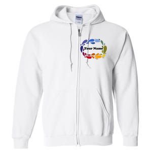 Colorful Rainbow Wreath Custom Name Plate Full Zip Hoodie