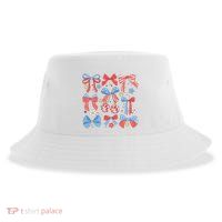 Coquette Red White & Blue Patriotic Bows Retro July 4th Sustainable Bucket Hat
