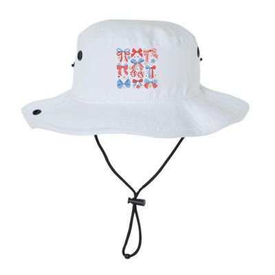 Coquette Red White & Blue Patriotic Bows Retro July 4th Bucket Hat