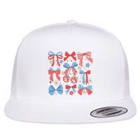 Coquette Red White & Blue Patriotic Bows Retro July 4th Flatbill Hat