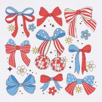 Coquette Red White & Blue Patriotic Bows Retro July 4th Flatbill Hat